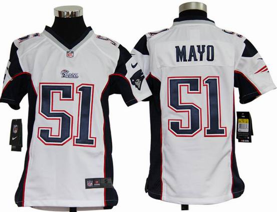 Youth Nike NFL New England Patriots 51 Mayo white stitched jersey