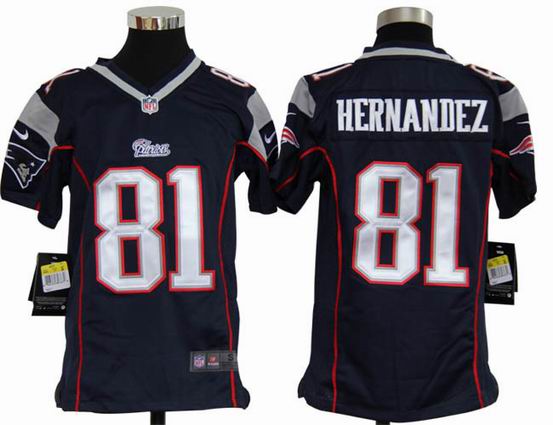 Youth Nike NFL New England Patriots 81 Hernandez blue stitched jersey