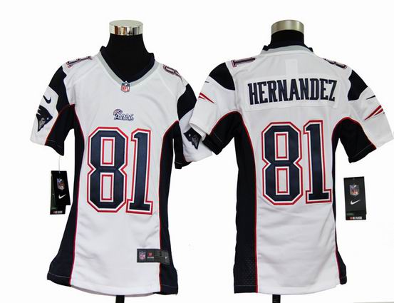 Youth Nike NFL New England Patriots 81 Hernandez white stitched jersey