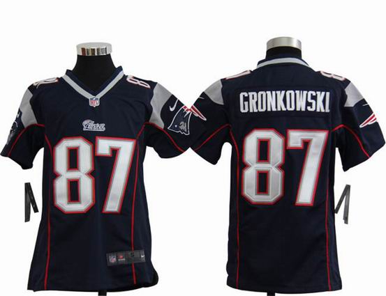 Youth Nike NFL New England Patriots 87 Gronkowski blue stitched jersey