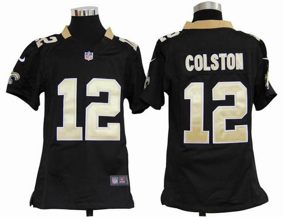Youth Nike NFL New Orleans Saints 12 Colston Black stitched jersey
