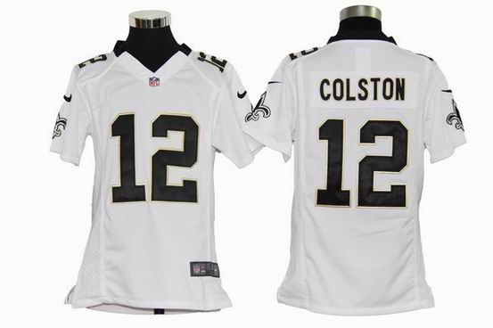 Youth Nike NFL New Orleans Saints 12 Colston white stitched jersey