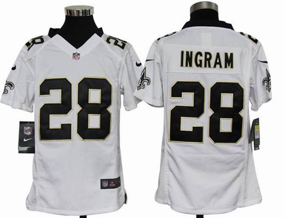 Youth Nike NFL New Orleans Saints 28 Ingram white stitched jersey