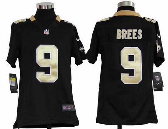 Youth Nike NFL New Orleans Saints 9 Brees black stitched jersey