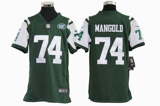Youth Nike NFL New York Jets 74 Mangold Green stitched jersey