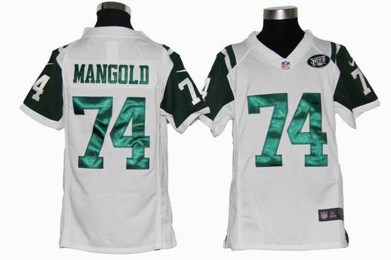 Youth Nike NFL New York Jets 74 Mangold white stitched jersey