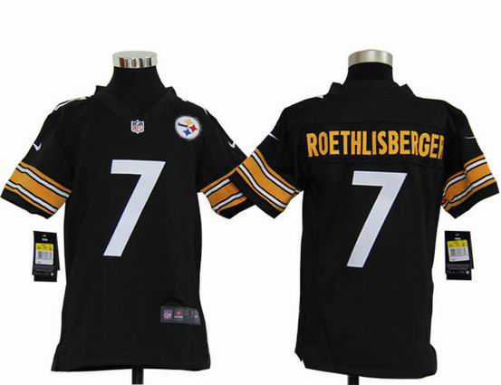Youth Nike NFL Pittsburgh Steelers 7 Roethlisberger black stitched jersey