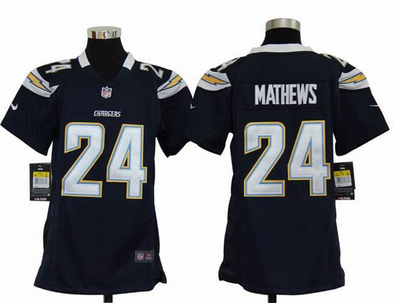 Youth Nike NFL San Diego Chargers 24 Mathews dark blue stitched jersey