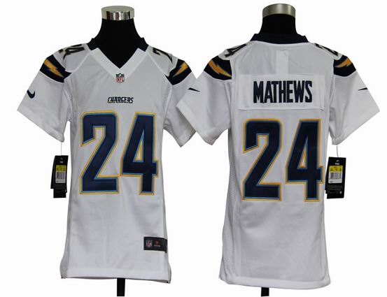 Youth Nike NFL San Diego Chargers 24 Mathews white stitched jersey