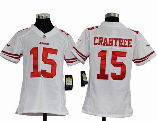 Youth Nike NFL San Francisco 49ers 15 Crabtree white stitched jersey