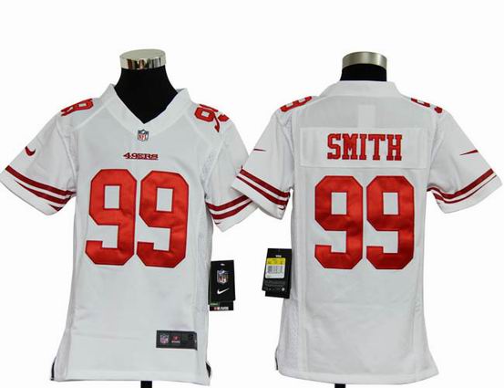 Youth Nike NFL San Francisco 49ers 99 Smith white stitched jersey