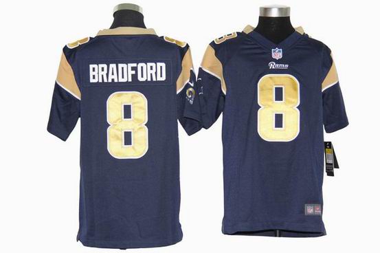 Youth Nike NFL St.Louis Rams 8 Bradford blue stitched jersey