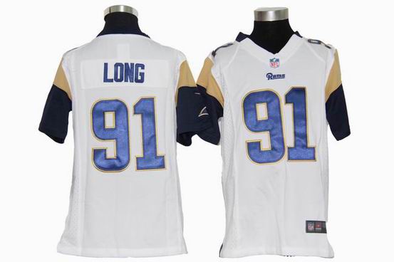 Youth Nike NFL St.Louis Rams 91 Long white stitched jersey
