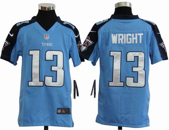 Youth Nike NFL Tennessee Titans 13 Wright blue stitched jersey