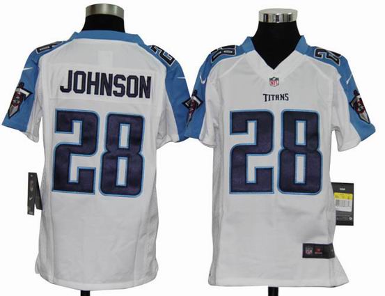 Youth Nike NFL Tennessee Titans 28 Johnson white stitched jersey