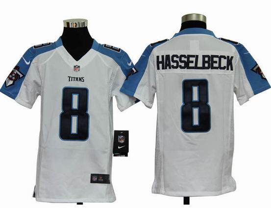 Youth Nike NFL Tennessee Titans 8 Hasselbeck white stitched jersey