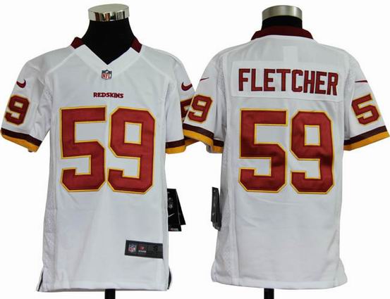 Youth Nike NFL Washington Redskins 59 Fletcher white stitched jersey