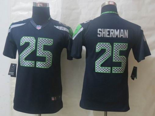 Youth Nike Seattle Seahawks 25 Sherman Blue Limited Jerseys