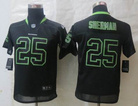 Youth Nike Seattle Seahawks 25 Sherman Lights Out Black Elite Jerseys