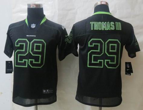 Youth Nike Seattle Seahawks 29 Thomas III Lights Out Black Elite Jerseys