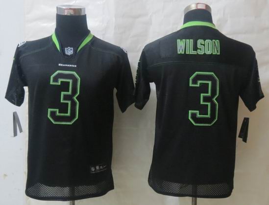 Youth Nike Seattle Seahawks 3 Wilson Lights Out Black Elite Jerseys