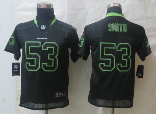 Youth Nike Seattle Seahawks 53 Smith Lights Out Black Elite Jerseys