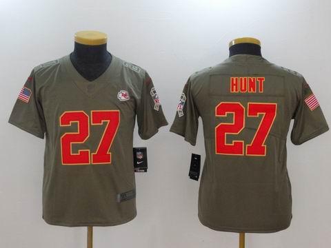 Youth Nike nfl Chiefs #27 HUNT Olive Salute To Service Limited Jersey