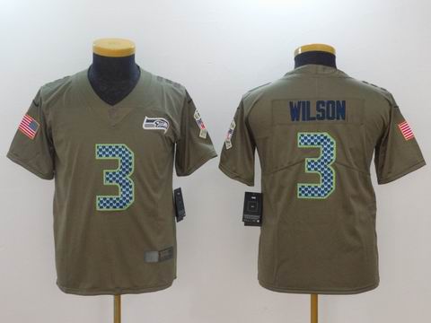 Youth Nike nfl Seahawks #3 Wilson WATT Olive Salute To Service Limited Jersey