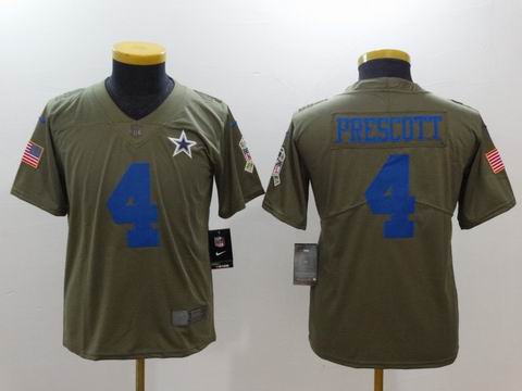 Youth Nike nfl cowboys #4 Prescott Olive Salute To Service Limited Jersey