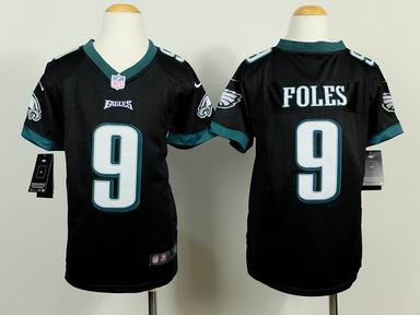 Youth eagles 9 Foles black jersey