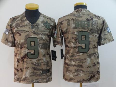 Youth new orleans saints #9 Brees camo salute to service jersey