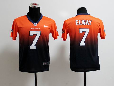 Youth nfl Broncos 7 Elway Drift Fashion II orange blue Jersey