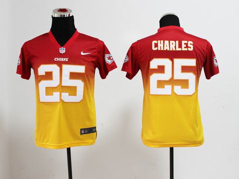 Youth nfl Chiefs 25 Charles Drift Fashion II red yellow Jersey