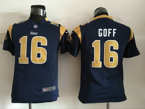 Youth nfl Rams #16 Goff blue jersey