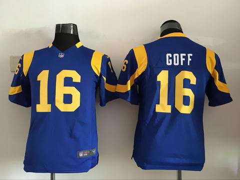 Youth nfl Rams #16 Goff light blue jersey