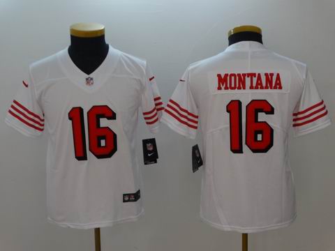 Youth nike nfl 49ers #16 Montana white rush jersey
