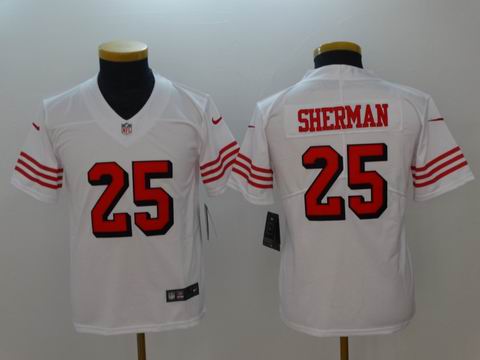 Youth nike nfl 49ers #25 Sherman white rush jersey