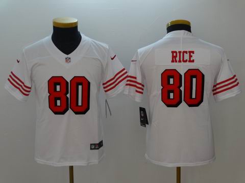Youth nike nfl 49ers #80 Rice white rush jersey