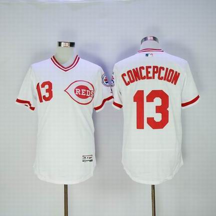 mlb Cincinnati Reds #13 Concepcion White flexbase jersey