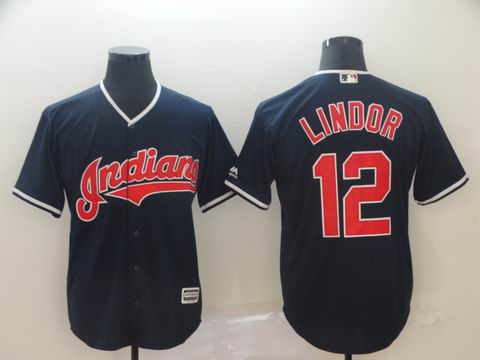 mlb Cleveland Indians #12 Lindor blue jersey