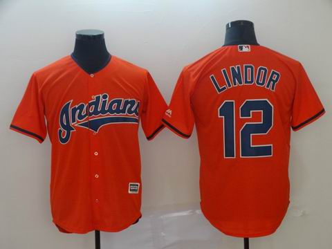 mlb Cleveland Indians #12 Lindor orange jersey