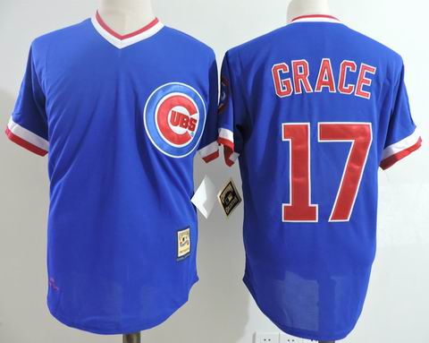 mlb chicago cubs #17 Mark Grace blue m&n jersey