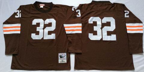 nfl Cleveland Browns #32 brown long sleeve throwback Jersey