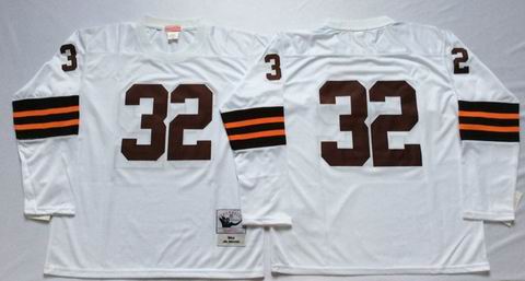 nfl Cleveland Browns #32 white long sleeve throwback Jersey