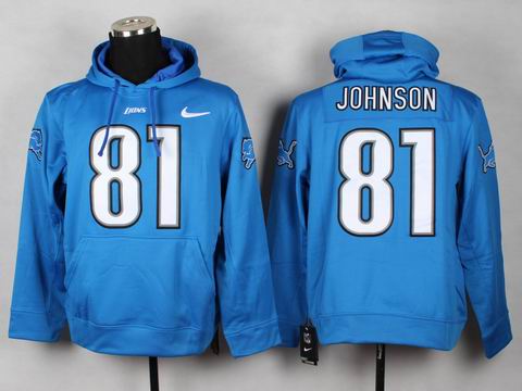 nfl Lions 81 Johnson sweatshirts hoody blue