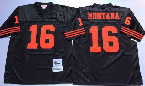 nfl San Francisco 49ers #16 Montana black throwback jersey