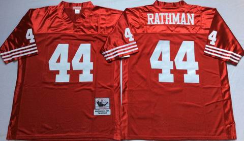 nfl San Francisco 49ers 44 Rathman red throwback jersey