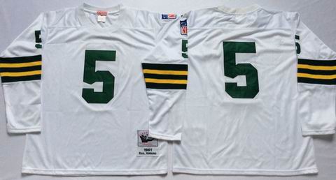 nfl green bay packers #5 white long sleeve throwback jersey
