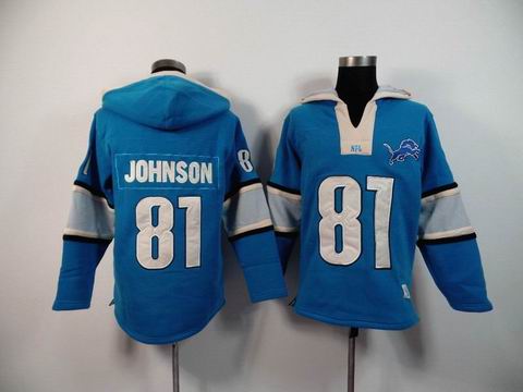 nfl lions 81 Johnson blue sweatshirt hoody