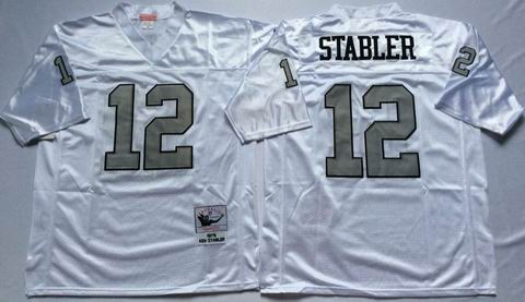 nfl oakland raiders 12 Stabler white throwback jersey